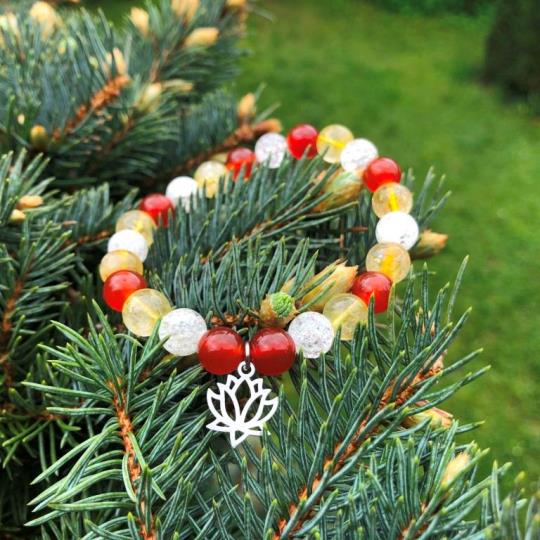 Minerální náramek citrín, karneol, křišťál - TULIPÁN